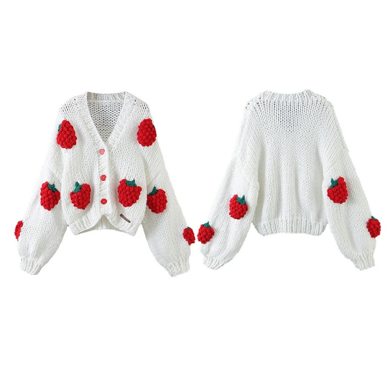 Women Puff Long Sleeve Sweater Cardigan Harajuku Crochet Women Puff Long Sleeve Sweater Cardigan Harajuku Crochet