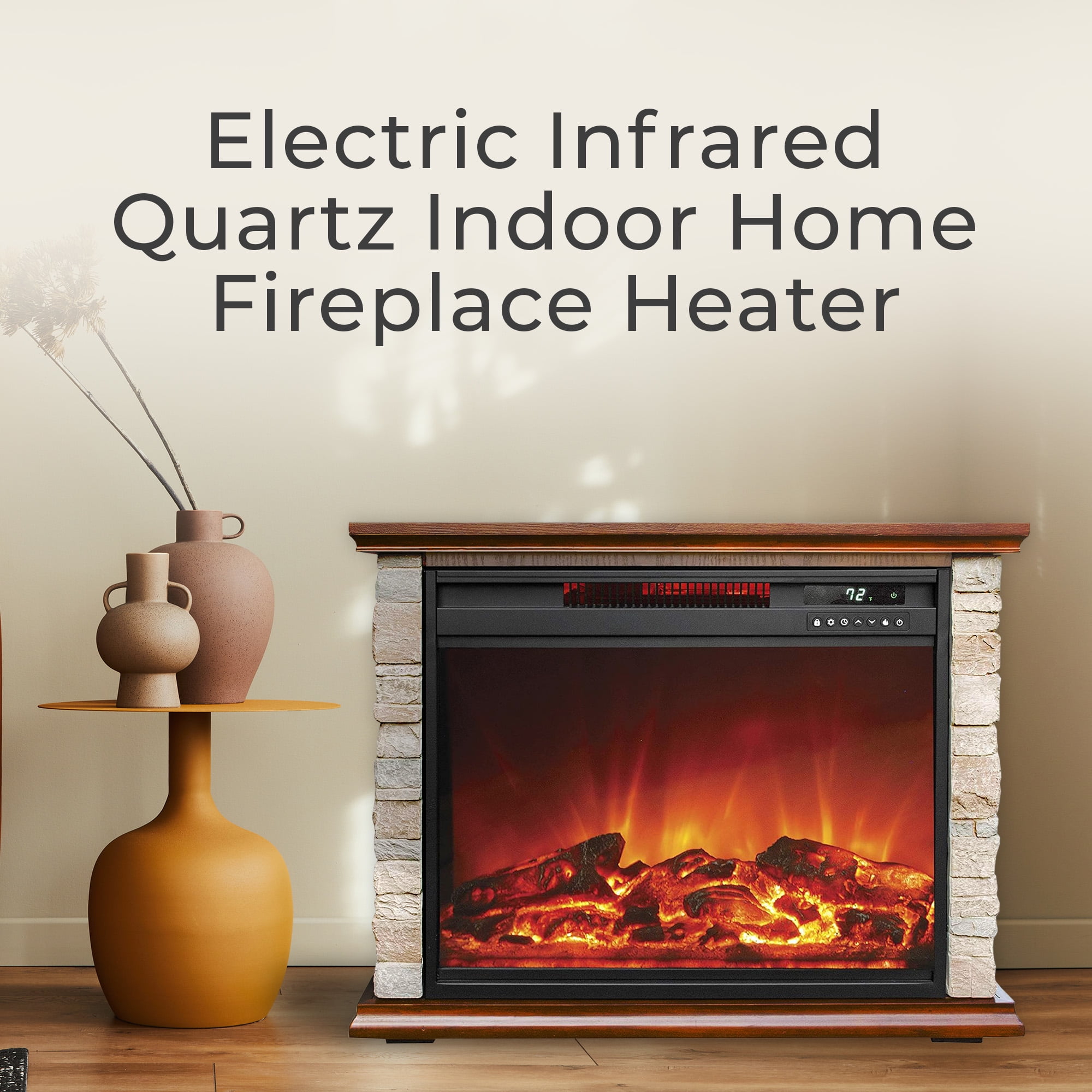 LifeSmart LifePro 1500W Electric Infrared Quartz Indoor Fireplace Heater