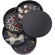 thumbnail image 1 of (Negro) Joyero redondo, Estuche de viaje para guardar joyas, Estuche de 4 niveles para guardar anillos, pendientes, collares y pulseras, 1 of 5