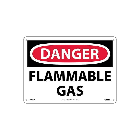 National Marker Flammable Gas 10X14 .040 Aluminum Danger Sign D276AB