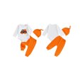 thumbnail image 2 of BemeyourBBs Baby Boy Halloween Outfit Pumpkin Truck Long Sleeve Romper Pants Hat, 2 of 9