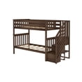 thumbnail image 5 of Max & Lily Twin over Twin Bunk Bed for Kids, Solid Wood Bunk Beds with Stairs and Storage, Walnut, 5 of 12