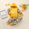 thumbnail image 2 of Otqutp Baby Warm Blouse Toddler Girls Boys Letter Hooded Sweatshirt+Floral Pants Outfits Set Pullover Hoodie Pullover Shirt Fall Clothes(Brown,18-24 Months), 2 of 9