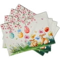 thumbnail image 2 of SHIQI-Easter Placemats Set of 4 Spring Bunny Rabbits Flowers Place Mat 12x18 Inch Colorful Eggs Tree Floral Table Mats Washable Satin Resistance for Party Kitchen Dining Holiday Decor, 2 of 4