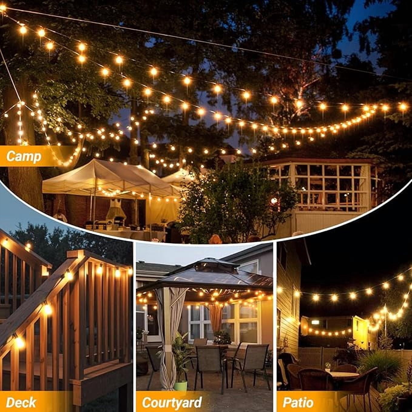 4-Pack 51FT Outdoor Waterproof String Lights, 25+2 Shatterproof Vintage Edison Bulbs, Connectable Design for Backyard, Porch, Balcony & Holiday Decor
