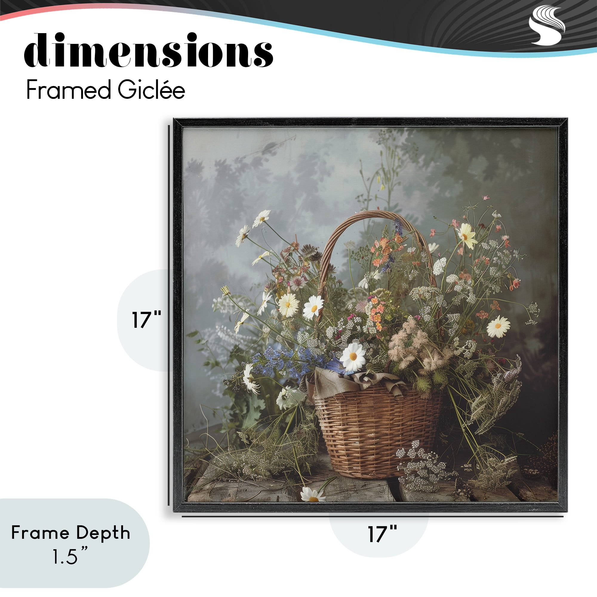 Stupell Industries Floral Basket Still Life Black Framed Giclee Art, design by Lazar Studio