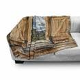 thumbnail image 3 of Mountain Soft Flannel Fleece Blanket, Mountain and Sky View Wooden Shuttered Window Room on Top of the Hills Nature Look, Cozy Plush for Indoor and Outdoor Use, 60" x 80", Multicolor, by Ambesonne, 3 of 6