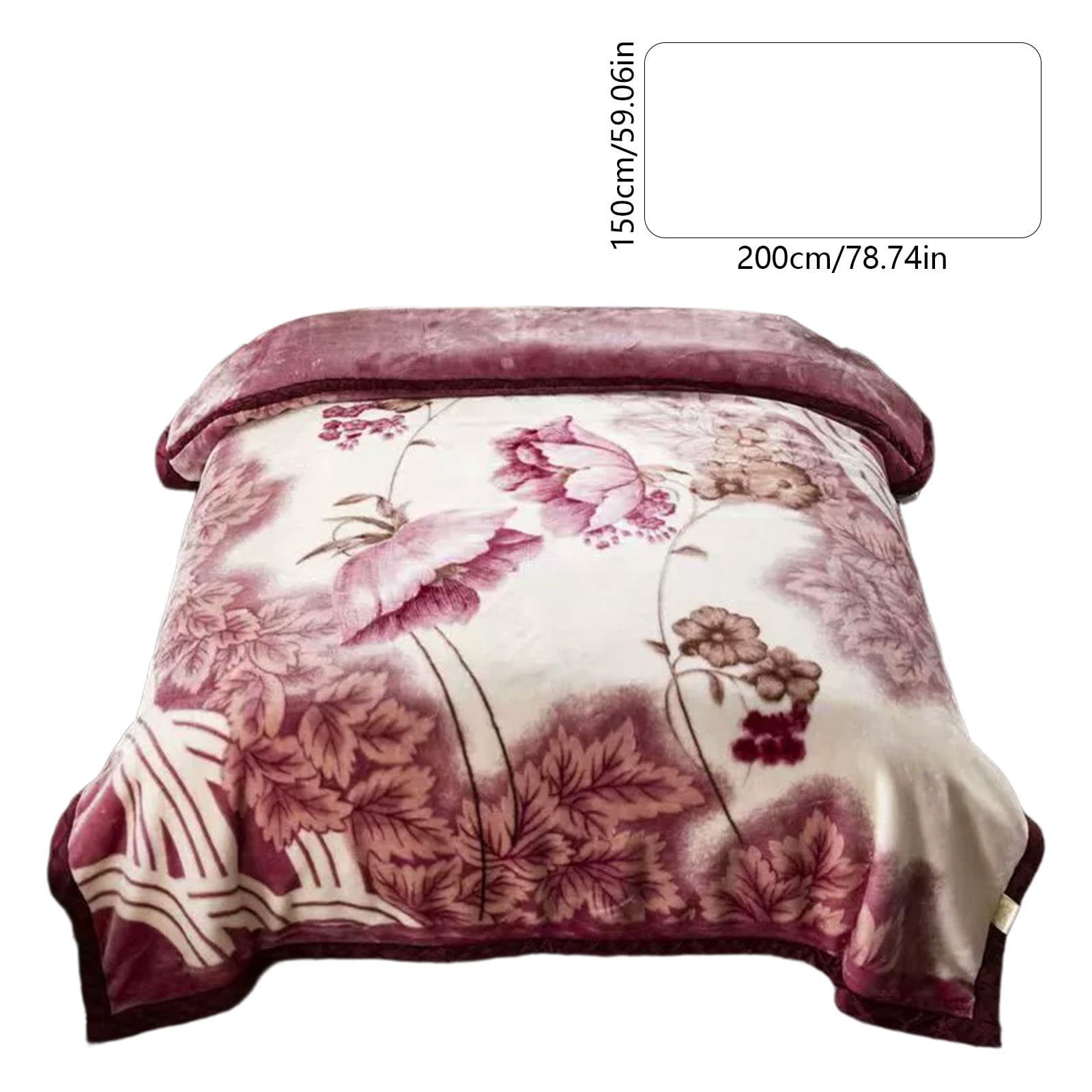 Double Layer Thick Raschel Blanket Winter Warm Flannel Soft Fleece Bed Blanket for Bedroom Living Room Sofa Cozy Plush Throw Blanket for Adults All Season Home Decor