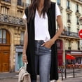 thumbnail image 6 of Jxximdong Cardigans for Women, Sleeveless Open Front Pocket Causal Lightweight Kimono Cardigan Coat, Women's Bolero Shrugs Black, 6 of 6