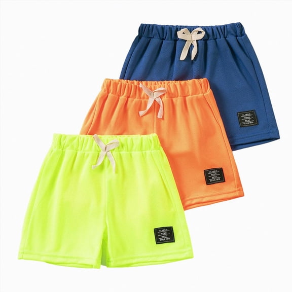 WUANDIXFA Boys Cotton Soccer Shorts 3PCS for 1T 2T 3T 4T 5T 6T, Athletic Sports Summer Pull On Casual Wear Toddler Boy Kids Basketball Gym Shorts Multicolour,4-5 Years