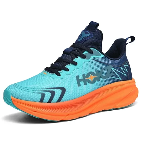 

Carbon Plate Marathon Cushion Men Sports Running Shoes Breathable Lightweight Womens Comfortable Athletic Nonskid Sneakers (Blue 44)