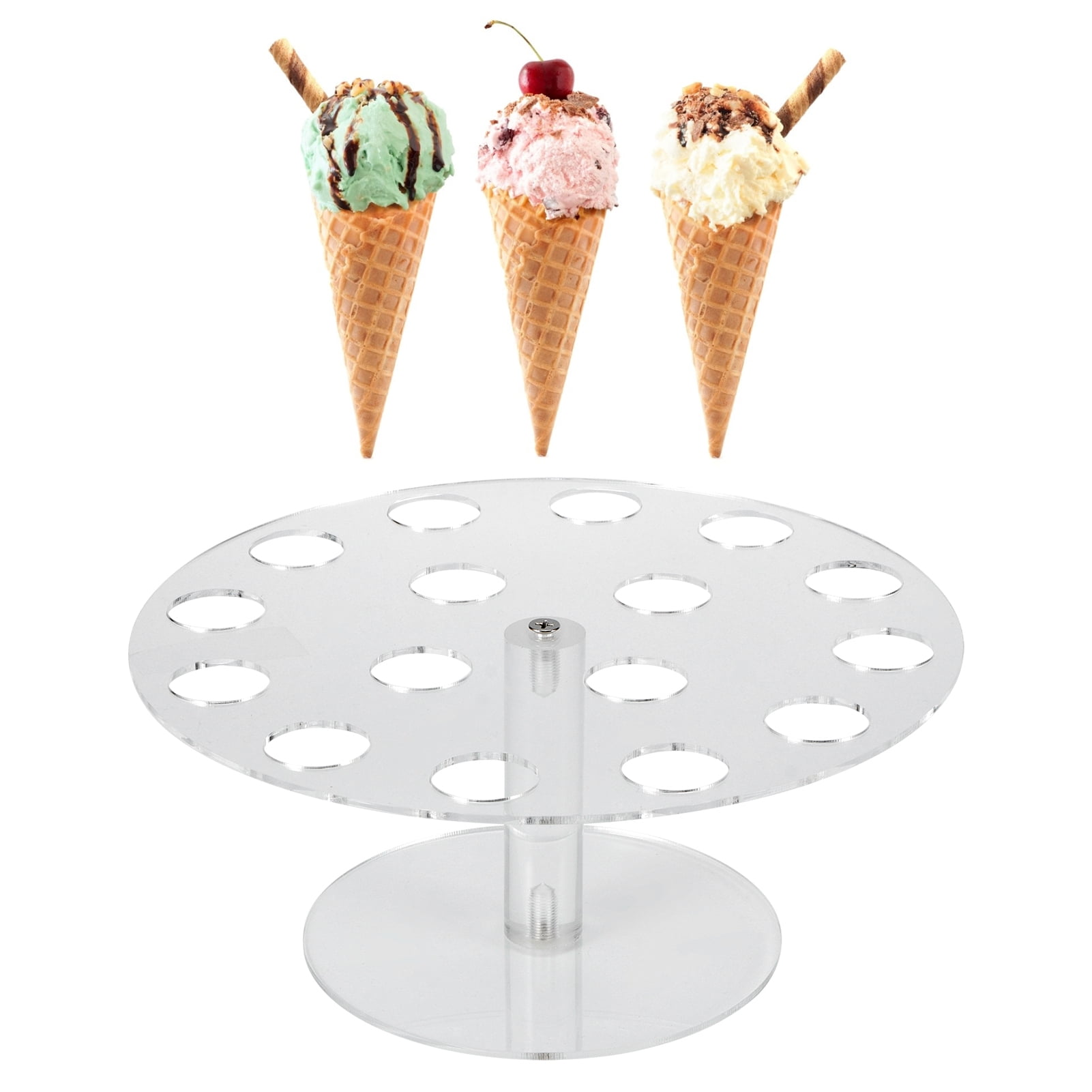 16-Hole Acrylic Ice Cream Cone Dessert Holder Display Stand Party Shelf Supplies 