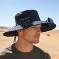 thumbnail image 4 of Coollooc Solar Powered Fan Hat with 2 Fan, 24 Inch Wide Brim USB Solar Fan Outdoor Fishing Hat, Adjustable UPF 50+ Bucket Camping & Beach Hat with Fan Built in for Men Women(1-Blue,24 Inch), 4 of 7