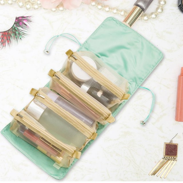 4 In1 Makeup Box Portable Detachable Wash Pouch for Holiday Gifts (Red)