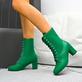 thumbnail image 6 of Women's Combat Ankle Boots High Chunky Heel Lace up Booties Round Toe Party Dress Booties Shoes for Women, 6 of 9