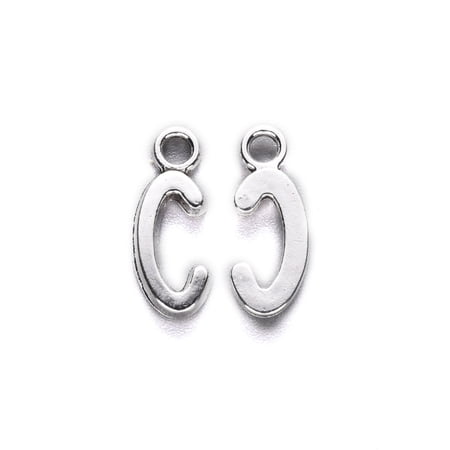 100pcs style Alloy Pendants Cadmium Free & Lead Free Letter C C: 16.5x6.5x2mm Hole: 2mm