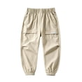 thumbnail image 2 of Antinious Boys Solid Elastic Waist Outer Pockets Loose Sport Cargo Pants, 2 of 5