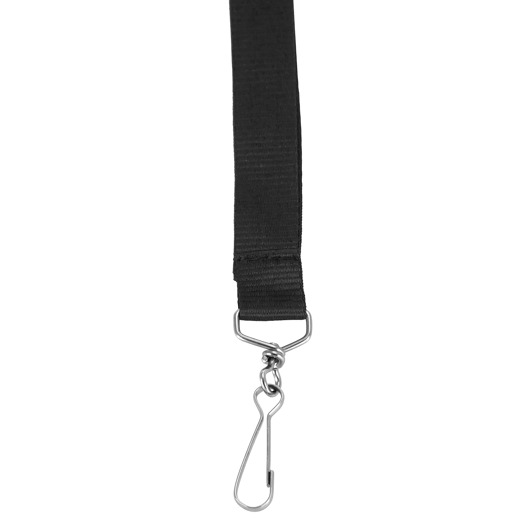 SICURIX Recycled PET Lanyard, Flat Style, J Hook, Black, Pack of 12