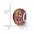 thumbnail image 3 of Dark Pink Gold Foil Ceramic Charm .925 Sterling Silver Reflection Beads, 3 of 4