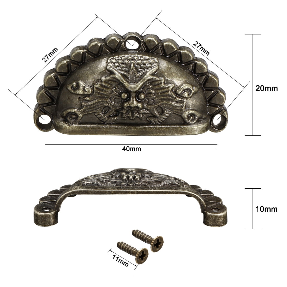 Unique Bargains Zinc Alloy Shell Pull Handles Bronze Tone for Dresser Kitchen