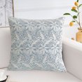 thumbnail image 2 of Hiroekza French Lace Floral Sofa Cushion Set (60%Cotton,40%Linen) - Elegant Skin-friendly Cotton Linen Embroidery Pillow Cover (45x45cm/18x18in) Blue, 2 of 5