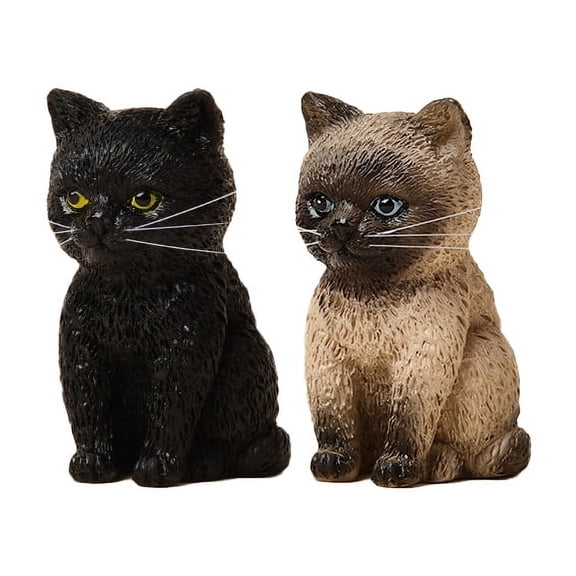 2Pcs Resin Mini Cat Figurines Ornament,Miniature Desk Accessories - Perfect Cute Cat Gift for Cat Lovers,Style H