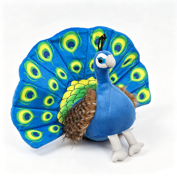 Blue Peacock Stuffed Animal- Realistic Peacock Plush Toy with Detailed Feathers,8.7'' Home Decor Collectible for All Ages