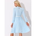 thumbnail image 4 of DARING DIVA Work Shirt Long Sleeve Pleated Midi Dress M Light Blue, 4 of 6