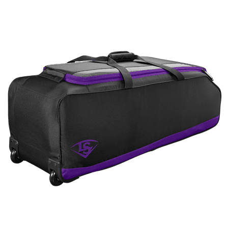 Louisville Slugger Omaha Rig Baseball Equipment Wheeled Bag  Black and Purple