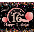 thumbnail image 4 of Sweet 16th Birthday Background Banner with Glitter Balloons Sparkles Party Supplies Photography Props Decors for Celebrations Events Photo Booth Backdrops, 4 of 7