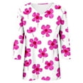 thumbnail image 5 of CYMMPU Loose Fit V Neck 3/4 Sleeve Floral Printed Fall Fashion Shirts Tunic Tops Spring Tops Blouses for Women Dressy Casual Business Elegant Work Topss Hot Pink XXL, 5 of 5