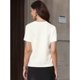 thumbnail image 3 of DARING DIVA Women's Tweed Neck Tops 2026 Short Sleeve Summer Elegant Blouse L White, 3 of 6