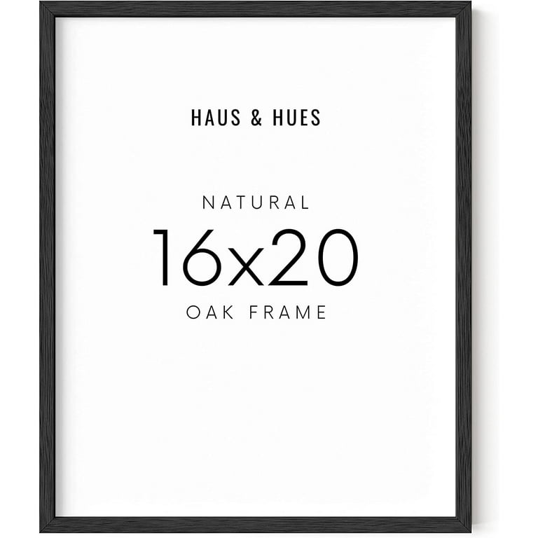 Haus and Hues 16x20 Black Oak Wood Frames Set of 1 - 16x20 Picture Frames  for Wall, 16x20 Black Picture Frame, Poster Frame 16x20 Frames for Wall