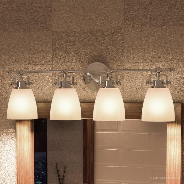 Urban Ambiance Luxury Industrial Bathroom Vanity Light Large Size 9 5 H X 28 5 W With Traditional Style Elements Vintage Design Pretty Brushed Nickel Finish And Opal Etched Glass Uql2102 Walmart Com Walmart Com