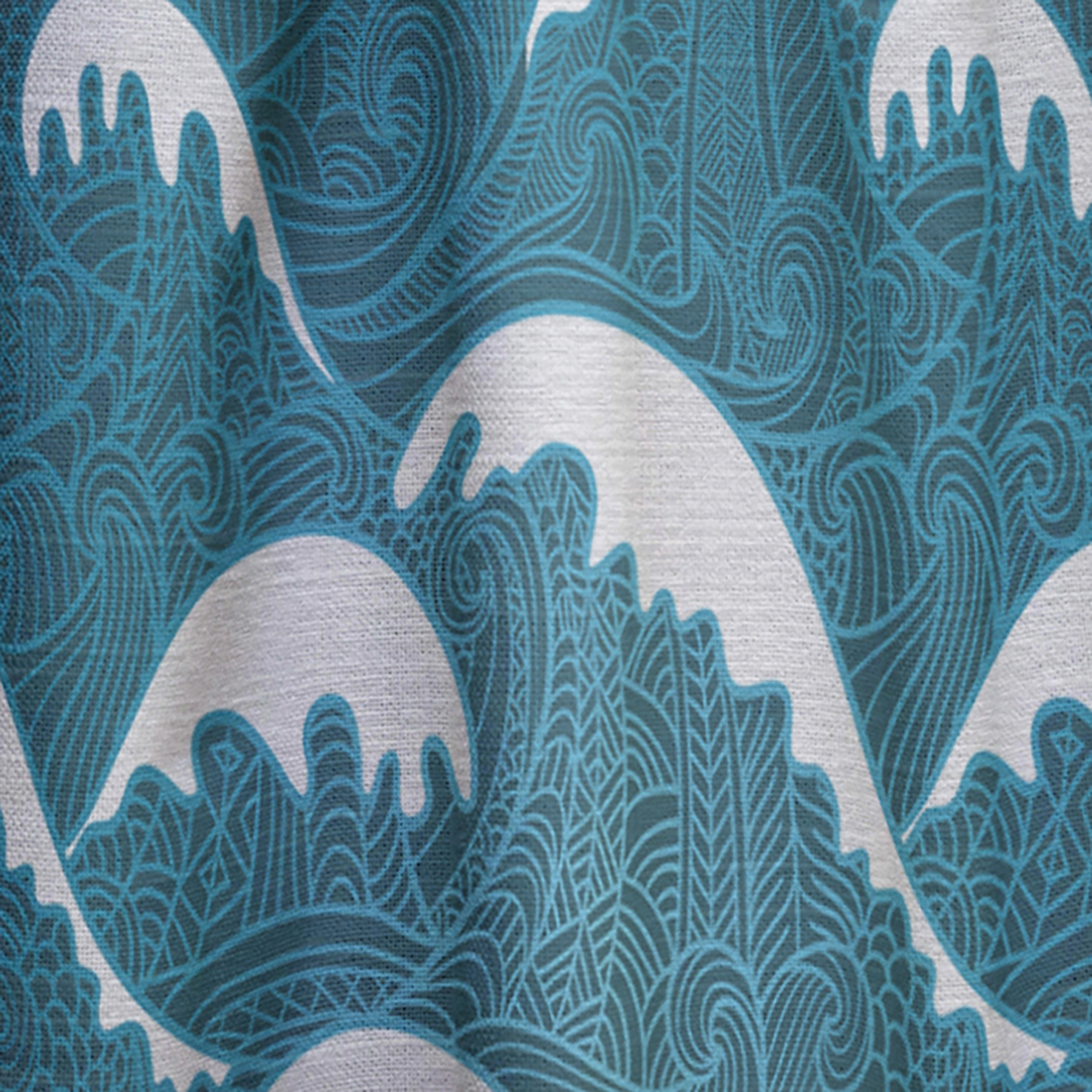Designart 'Dark Blue Waves Pattern' Nautical & Coastal Curtain Panel