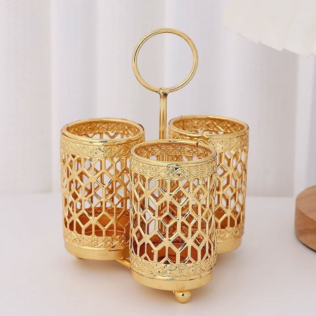 Nvzi-b - Cubeta para palillos, soporte para utensilios, organizador de cubiertos, soporte para cucharas y tenedores, cubeta para cubiertos, cucharas, escurridor giratorio de metal, de hierro (dorado)