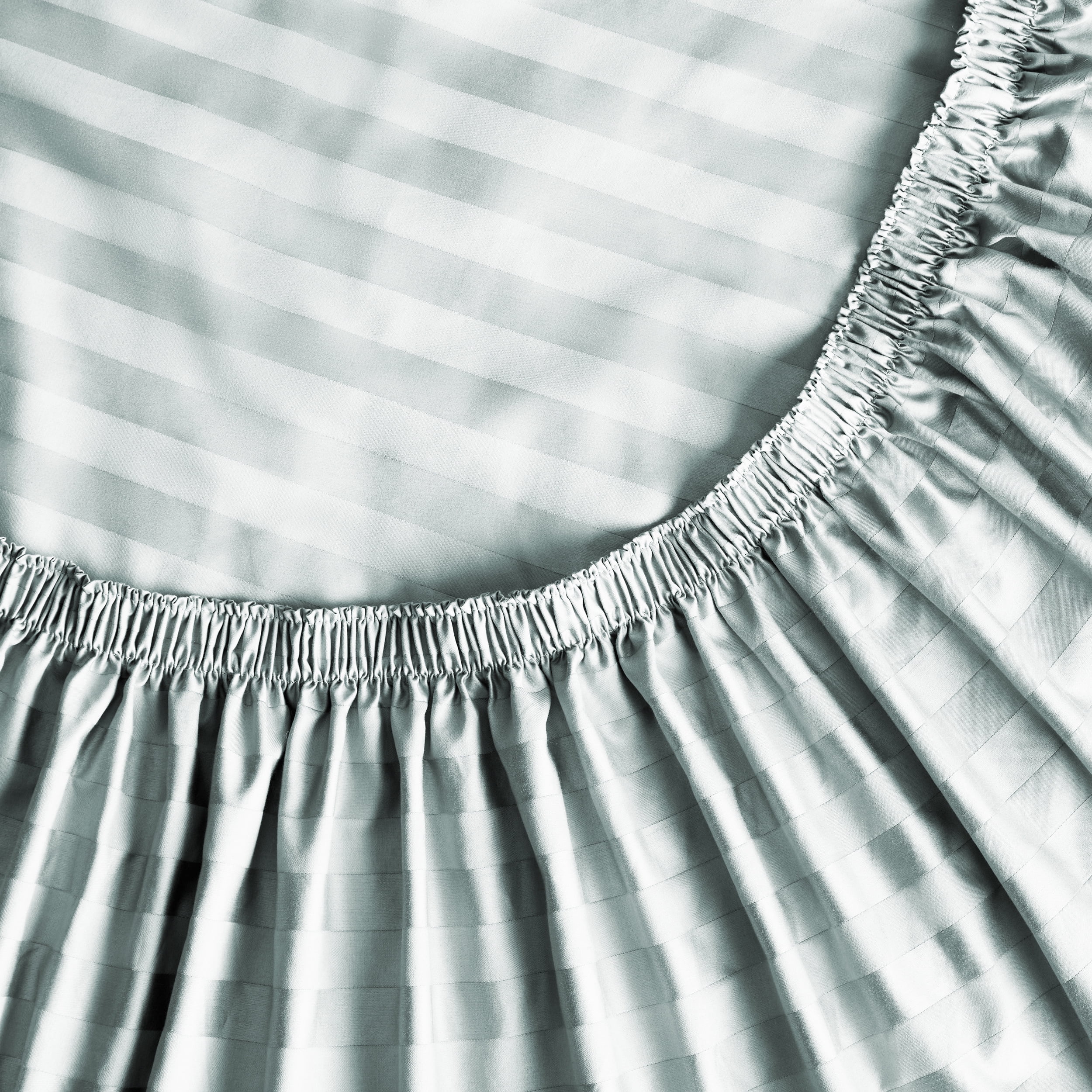 Ensemble de draps pour lit adulte en coton égyptien vert rayures 600 contexture, 4 pièces, hotel style, grand lit - Poche profonde Ensemble de draps grand lit