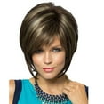 thumbnail image 3 of Perruque Synthétique Marron Courte Droite Cheveux Naturels Perruques Complètes pour Femmes, Marron Pull Toupie, 3 of 9