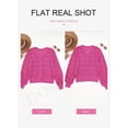 thumbnail image 4 of Cropped Cardigan Sweaters for Women Long Sleeve Crochet Knit Shrug Open Front V-Neck Button up Tops, 4 of 10