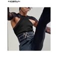 thumbnail image 4 of Camisetas de estilo americano para hombre, nuevas, trajes para hombre, chalecos cortos de malla sexys de ocio, camisetas de manga larga ahuecadas S-5XL INCERUN 2023, 4 of 5