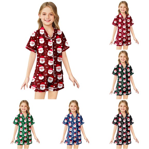 Vrotazzy Toddler Girl Clothes,Girls Halloween Printed Silk Pajamas Short Sleeved Set for Daily Casual Wear,10-11 Years