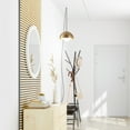 thumbnail image 3 of Amelia 1-Light Matte Brass Plug-In Pendant Lighting with Frosted Glass Shade, 3 of 9