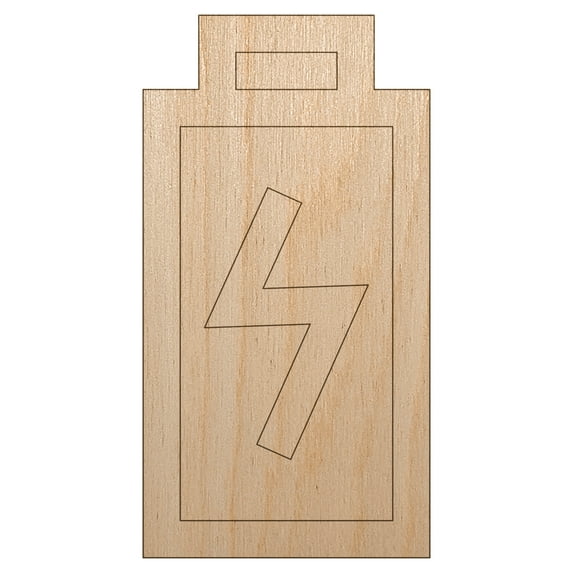 Battery Charging Symbol Doodle Wood Shape Unfinished Piece Cutout Craft DIY Projects - 6.25 Inch Size - 1/8 Inch Thick