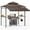 Brown, variant on Magic Union 8'X8' Grill Gazebo Canopy - Heavy Duty Steel Frame, Double Tiered Grill Canopy for Outdoor Grill W/Shelves, Ceiling Hooks and Ground Stakes, Patio Canopy Tent BBQ Gazebo for Backyard