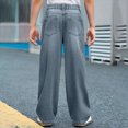 thumbnail image 4 of Cdudpw Boys Baggy Jeans for Kids Teen Casual Straight Wide Leg Cargo Loose Elastic Waist Denim Pants with Pockets Streetwear, 4 of 5
