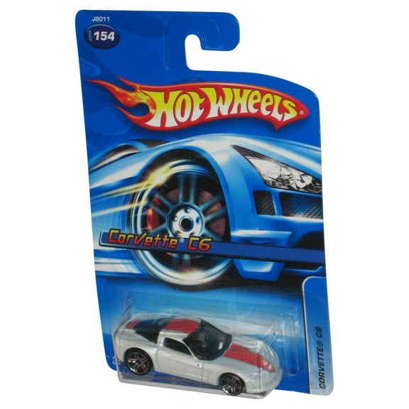 Hot Wheels White Corvette C6 (2006) Mattel Die-Cast Toy Car #154