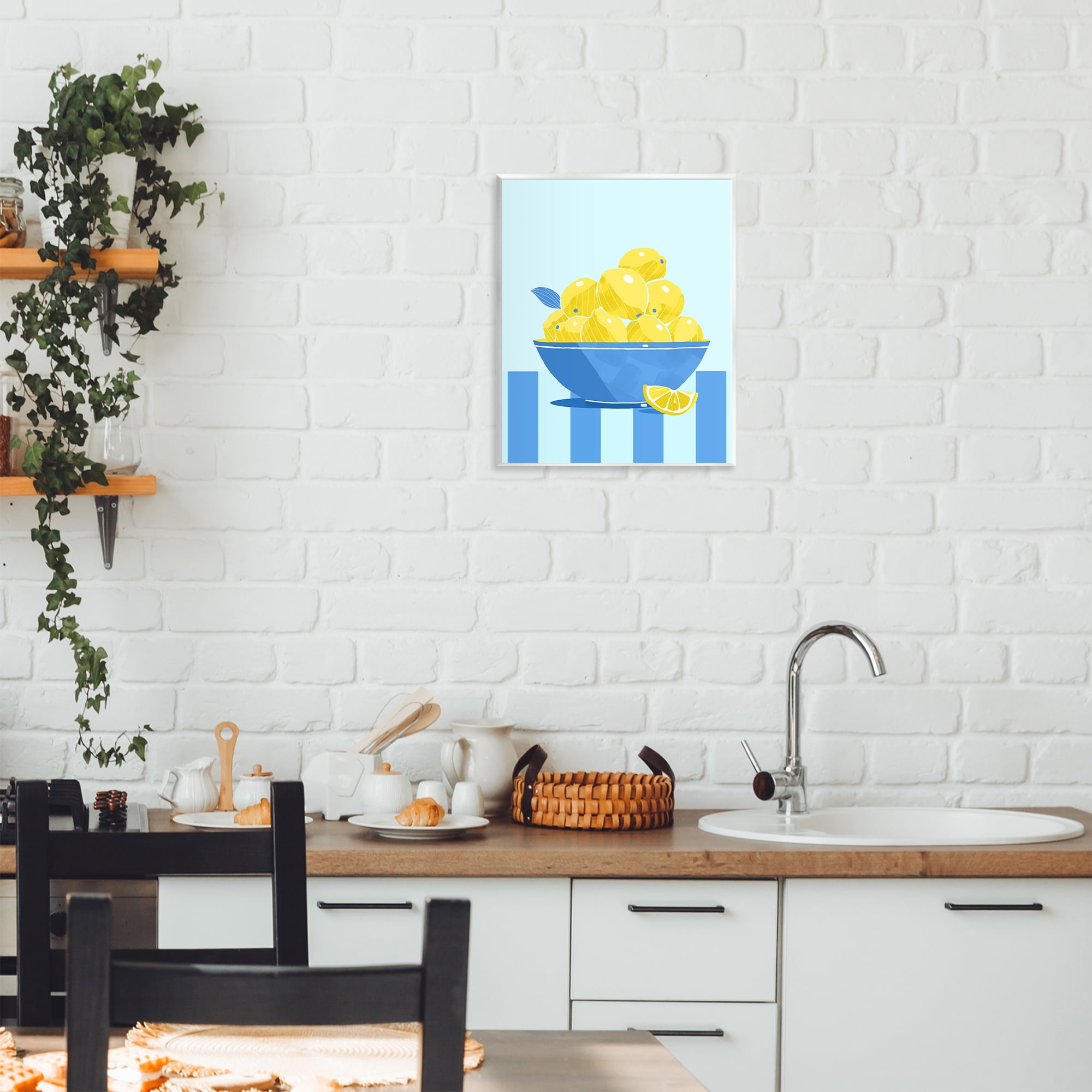 Stupell Industries Yellow Lemon Bowl Striped Wall Plaque Art, design by Lucca Sheppard