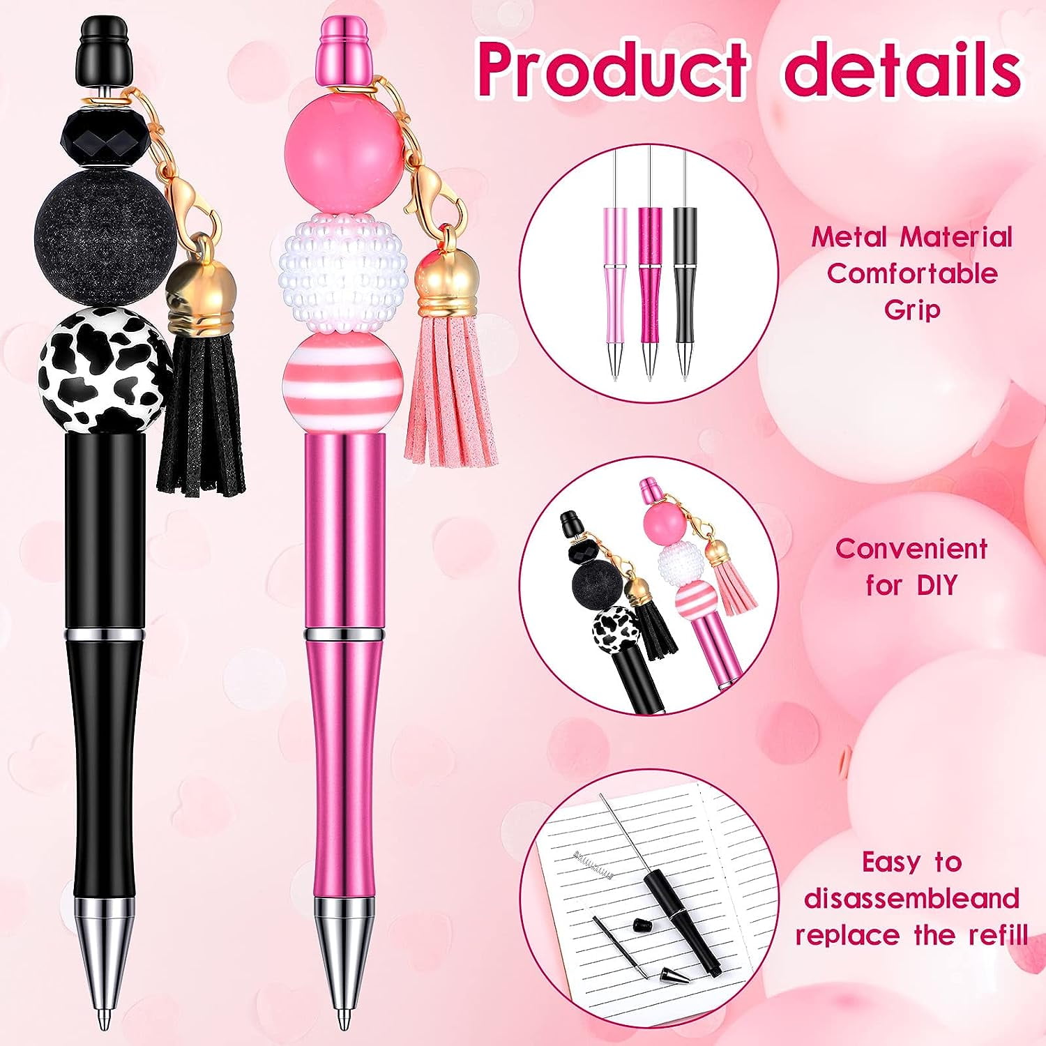 Wholesale Metal Beadable Pen Creative DIY Beads Ballpoint With Shaft Black  Ink Stationery School Office Supplies Kids Gift From Xiguabc56, $12.32