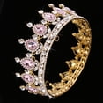 thumbnail image 2 of barroco nupcial reina de la boda crystal waterdrop crown tiara headpiece pink, 2 of 6