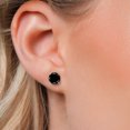thumbnail image 3 of Gem Stone King 14K White Gold Black Diamond Stud Earrings for Women | 4.40 Cttw | Gemstone April Birthstone | Round 8MM, 3 of 6